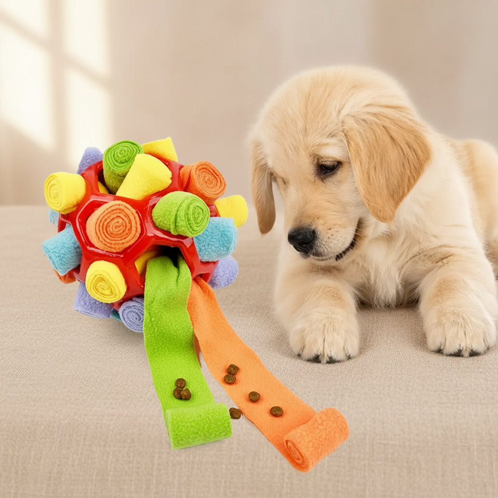 Dog Snuffle Ball Toy, Food-Dispensing Interactive Training Ball for Dogs