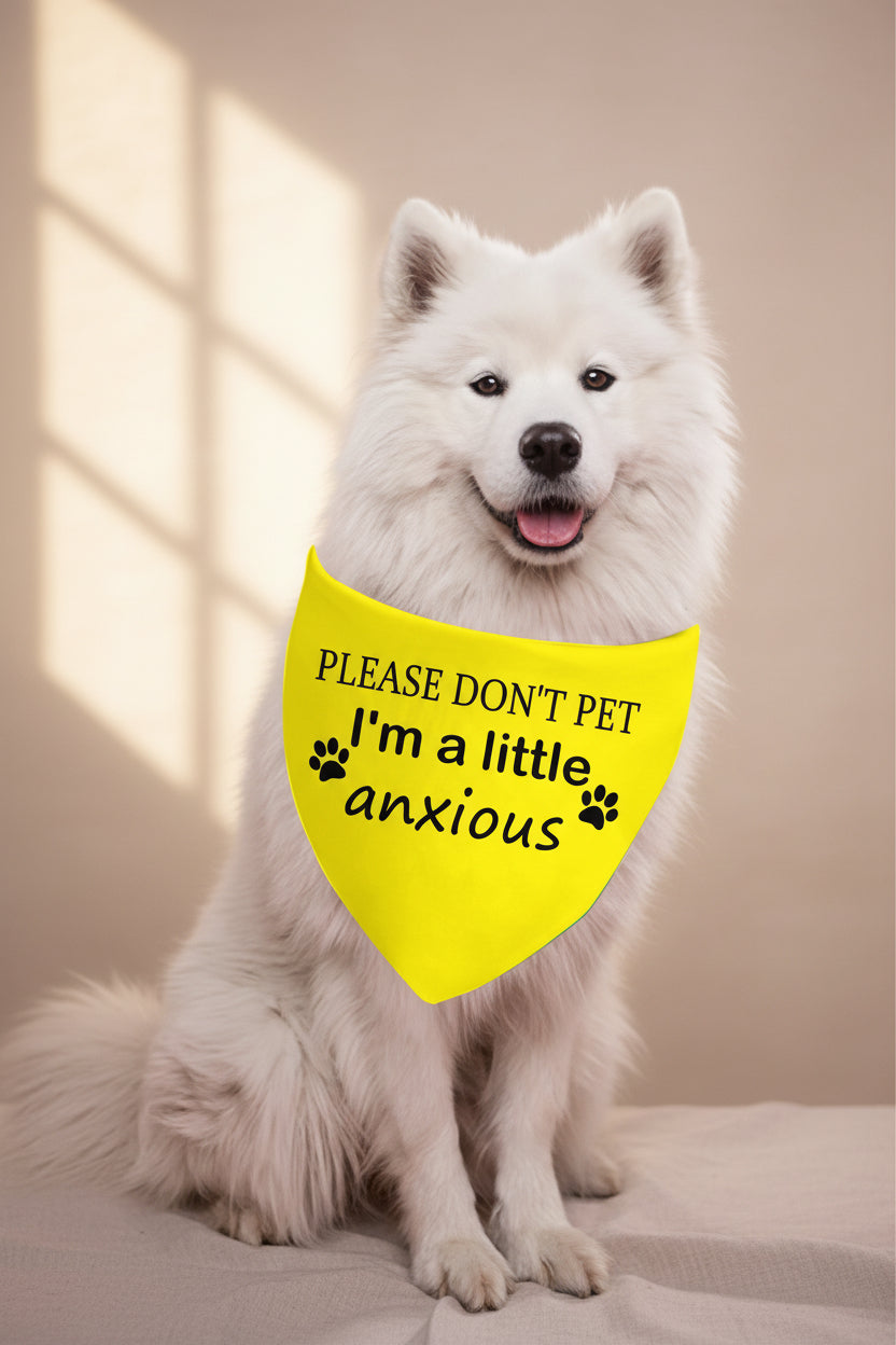 1 Piece Nervous Anxious Dog Bandana Ask to Pet Puppy Bandana Nervous Dog Gear (A Little Anxious D)
