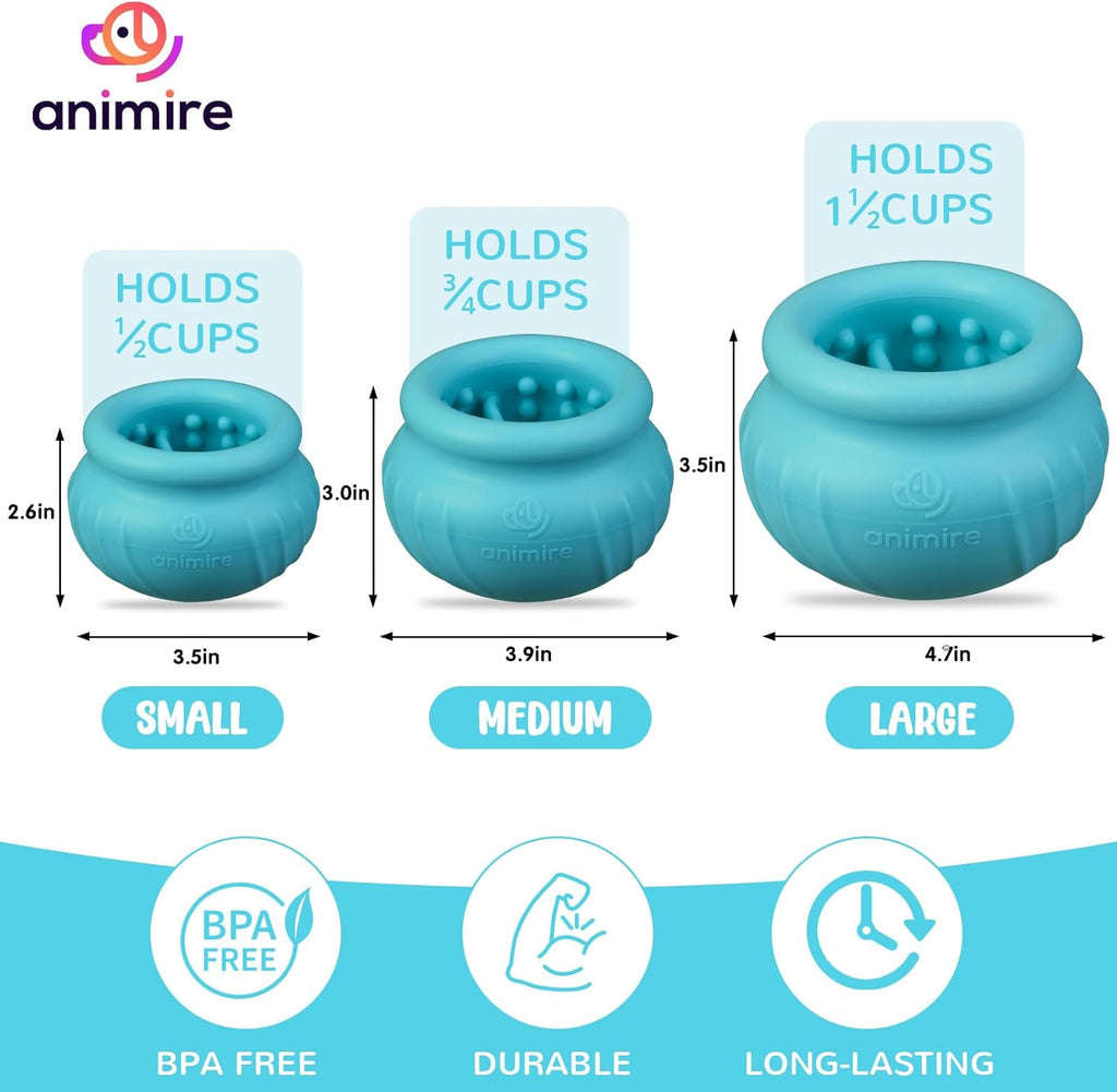 Wobbly Dog Enrichment Lick Toy, Stuffable Frozen Lick Bowl to Keep Dogs Busy, Long-Lasting Interactive Treat Dispensing Dog Toy, Silicone Fetch Catch Chew Toy(Teal,S)