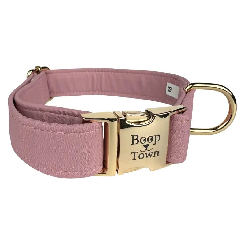 Boop Town Soft Cotton Dog Collar - Anti-Hair Matting & Durable Nylon Core - Quick Release Metal Buckle - Adjustable for Small Medium Large XL Dogs - Gold Tone Hardware Outdoorfun