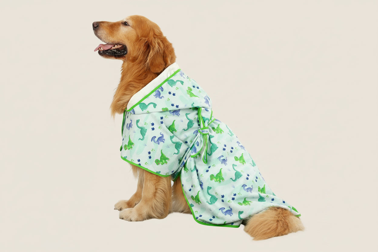 HDE Dog Bathrobe with Hood for Quick Drying Towel - Lightweight Cozy Grooming Supplies for Puppy Travel & Outdoor Adventures
