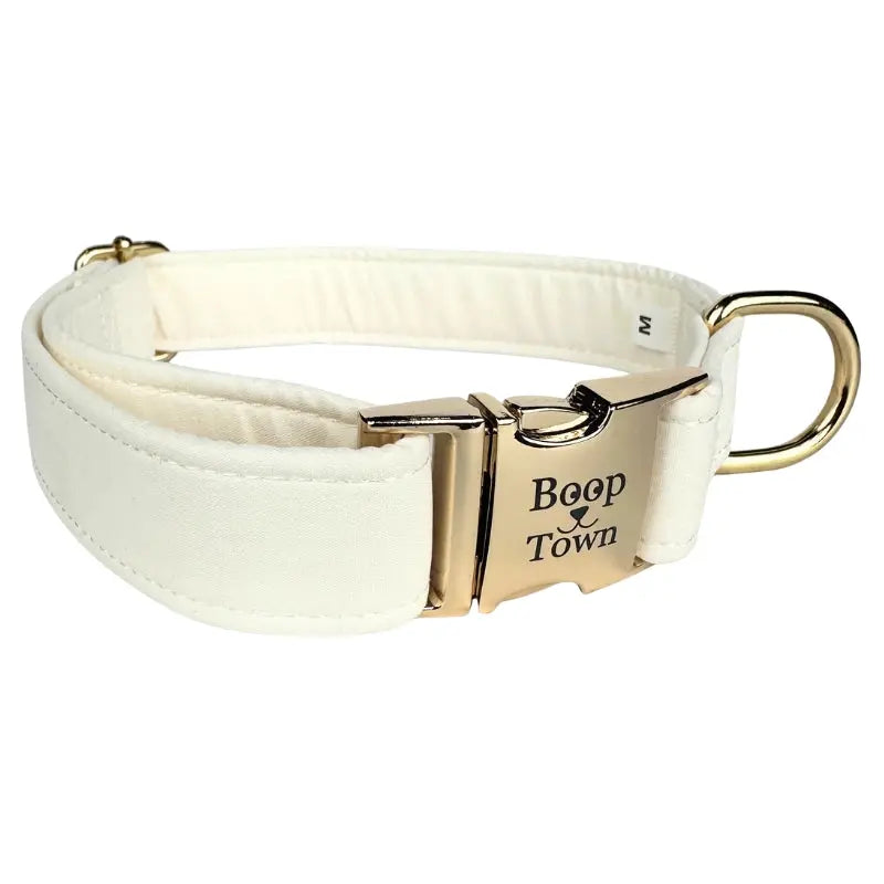 Boop Town Soft Cotton Dog Collar - Anti-Hair Matting & Durable Nylon Core - Quick Release Metal Buckle - Adjustable for Small Medium Large XL Dogs - Gold Tone Hardware Outdoorfun