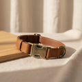 Waterproof Dog Collar with Vintage Brass Buckle Soft Silicone Leather Look Durable and Odor Free for Small Medium Large Dogs