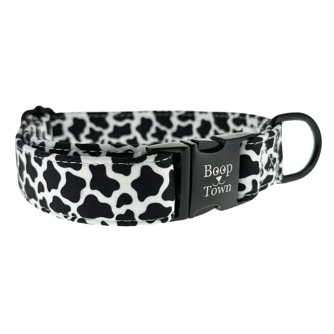 Boop Town Soft Cotton Dog Collar - Anti-Hair Matting & Durable Nylon Core - Quick Release Metal Buckle - Adjustable for Small Medium Large XL Dogs - Gold Tone Hardware Outdoorfun