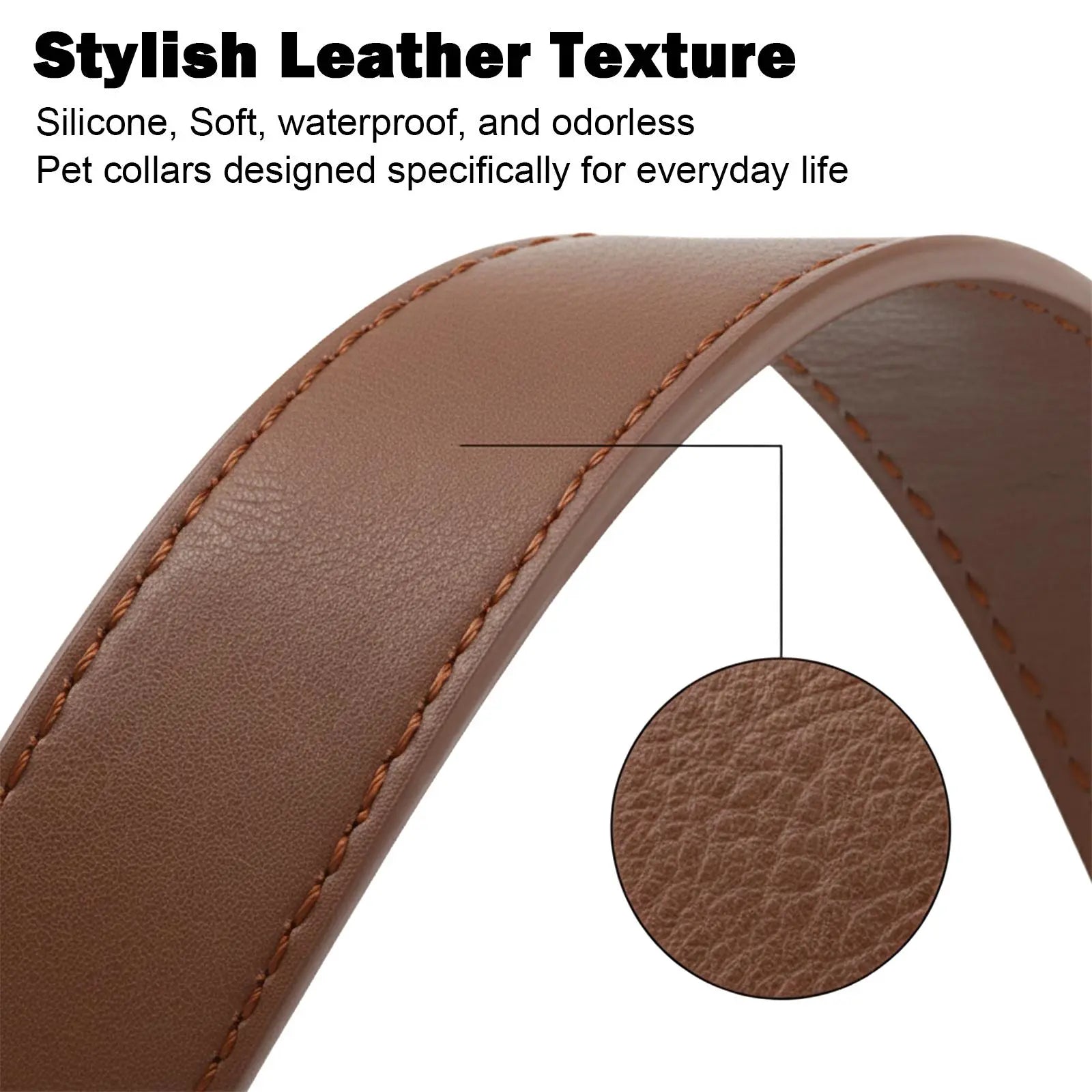 Waterproof Dog Collar with Vintage Brass Buckle Soft Silicone Leather Look Durable and Odor Free for Small Medium Large Dogs