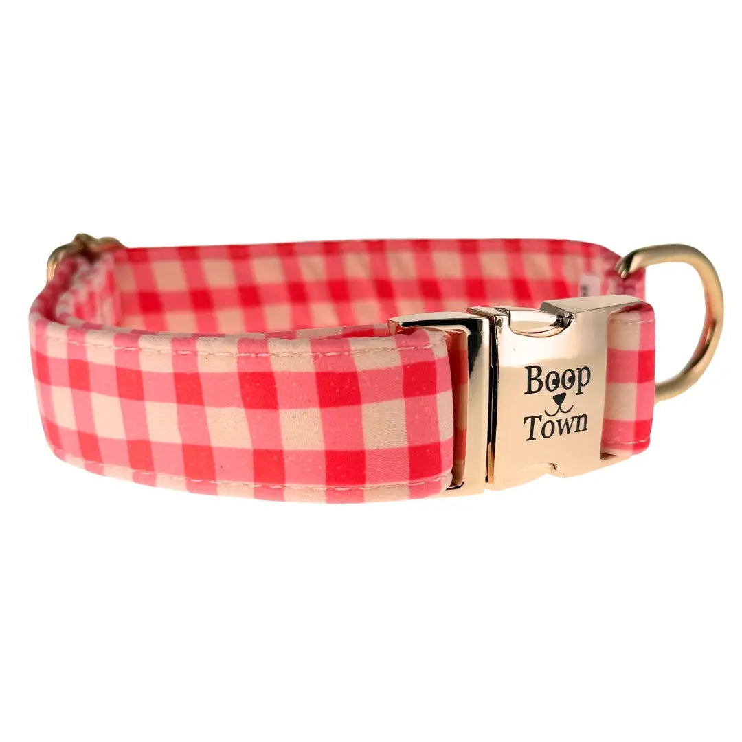 Boop Town Soft Cotton Dog Collar - Anti-Hair Matting & Durable Nylon Core - Quick Release Metal Buckle - Adjustable for Small Medium Large XL Dogs - Gold Tone Hardware Outdoorfun