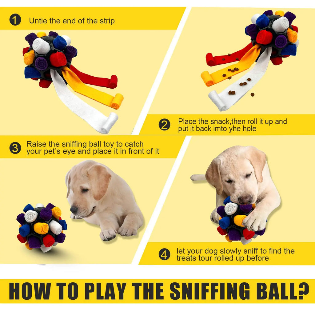 Dog Snuffle Ball Toy, Food-Dispensing Interactive Training Ball for Dogs