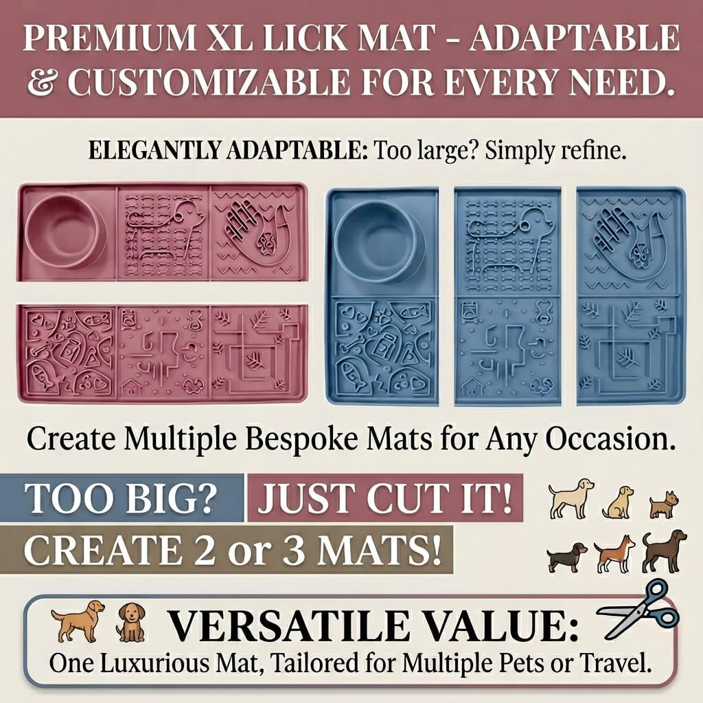 Dog Lick Mat, Large 11.2 X 16.7 in Slow Feeder with Strong Suction, Blue | Anxiety Relief Enrichment Toy for Peanut Butter. Reduces Boredom during Bathing, Grooming & Training for Dogs and Cats.