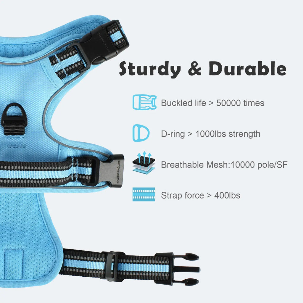 Dog Harness, Durable Reflective Harness, No-Pull Pet Harness with 2 Leash Clips, Adjustable Soft-Padded Dog Vest, Reflective No-Choke Oxford Pet Vest with Easy-Control Handle for Large Dogs #GLOBAL PICKS