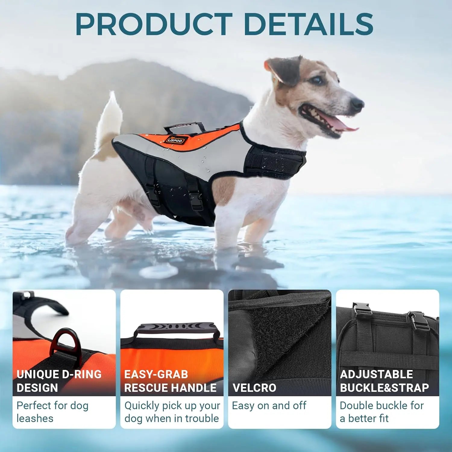 Dog Life Jacket & Swimming Safety Vest,Buoyant Float Coat with Handle & Reflective Strips for X-Small to X-Large Dogs,Adjustable Dog Flotation Vest,High Buoyancy Pet Swim Gear for Water Rescue Vest for Boating, Pool, Beach