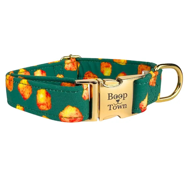 Boop Town Soft Cotton Dog Collar - Anti-Hair Matting & Durable Nylon Core - Quick Release Metal Buckle - Adjustable for Small Medium Large XL Dogs - Gold Tone Hardware Outdoorfun