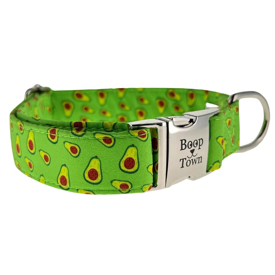 Boop Town Soft Cotton Dog Collar - Anti-Hair Matting & Durable Nylon Core - Quick Release Metal Buckle - Adjustable for Small Medium Large XL Dogs - Gold Tone Hardware Outdoorfun