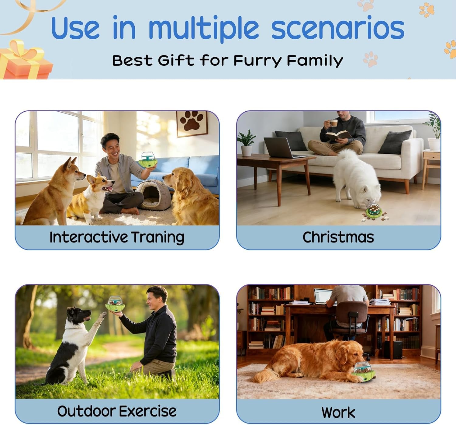 Interactive Dog Puzzle Toy for Smart, Dog Enrichment Toys to Keep Them Busy, Cognitive Dogs Toy to Stimulate Their Brain, Dog'S Treat Dispensing Toys with Slow Feeder, Durable and Easy to Clean