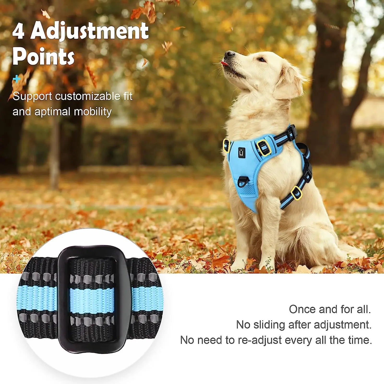 Dog Harness, Durable Reflective Harness, No-Pull Pet Harness with 2 Leash Clips, Adjustable Soft-Padded Dog Vest, Reflective No-Choke Oxford Pet Vest with Easy-Control Handle for Large Dogs #GLOBAL PICKS