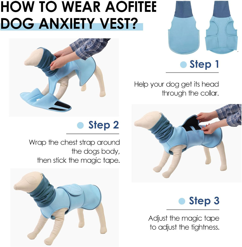 Dog Anxiety Vest, Dog Anxiety Calming Hoodie, Pet Thunder Jacket Calming Shirt for Fireworks, Thunder, Travel, Separation, Noise Block & Ear Protection Recovery