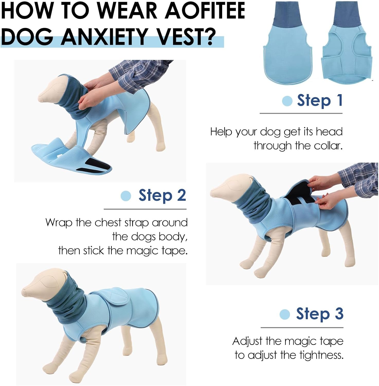 Dog Anxiety Vest, Dog Anxiety Calming Hoodie, Pet Thunder Jacket Calming Shirt for Fireworks, Thunder, Travel, Separation, Noise Block & Ear Protection Recovery