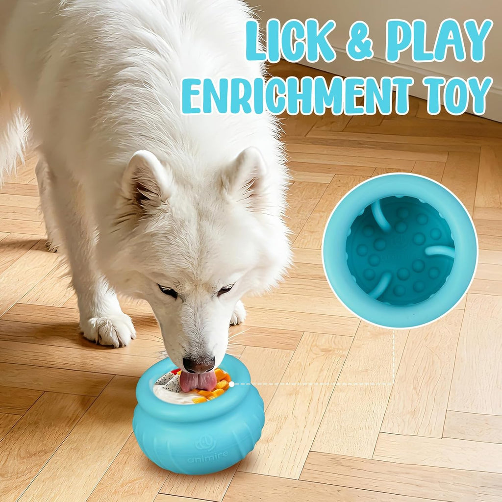 Wobbly Dog Enrichment Lick Toy, Stuffable Frozen Lick Bowl to Keep Dogs Busy, Long-Lasting Interactive Treat Dispensing Dog Toy, Silicone Fetch Catch Chew Toy(Teal,S)