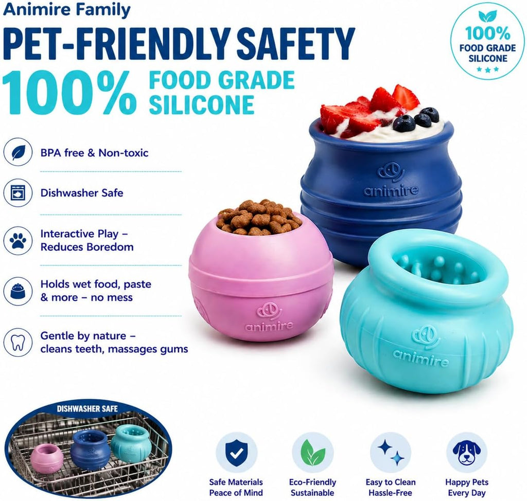 Wobbly Dog Enrichment Lick Toy, Stuffable Frozen Lick Bowl to Keep Dogs Busy, Long-Lasting Interactive Treat Dispensing Dog Toy, Silicone Fetch Catch Chew Toy(Teal,S)