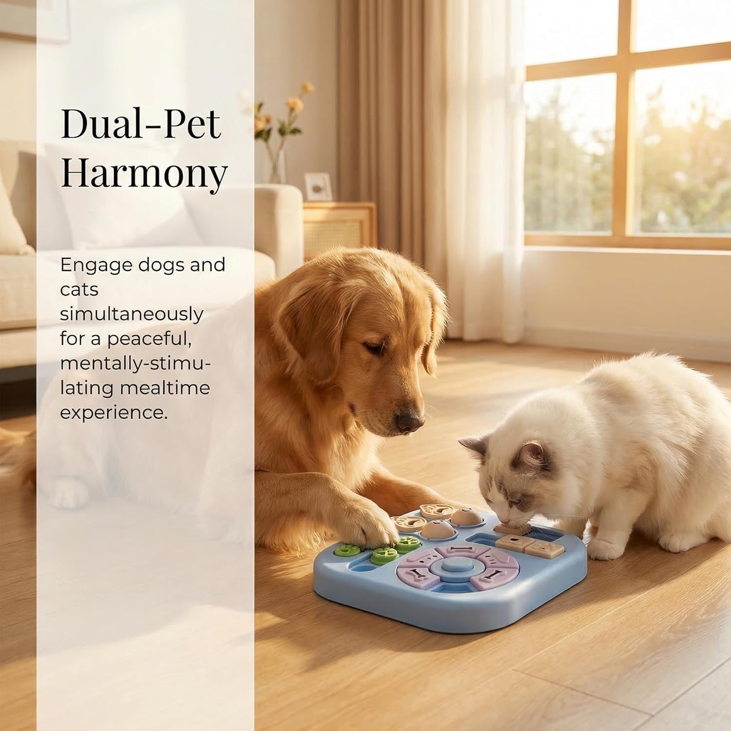 Dog Puzzle Toys, Treat Dispensing Puzzle Feeder for IQ Training and Mental Stimulation, Slow Feeder Enrichment Toy for Small Medium Large Dogs, Light Blue