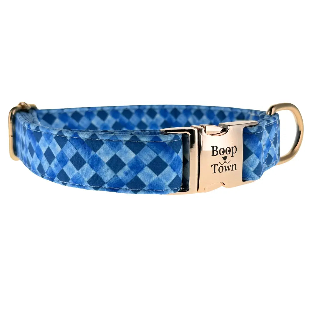 Boop Town Soft Cotton Dog Collar - Anti-Hair Matting & Durable Nylon Core - Quick Release Metal Buckle - Adjustable for Small Medium Large XL Dogs - Gold Tone Hardware Outdoorfun