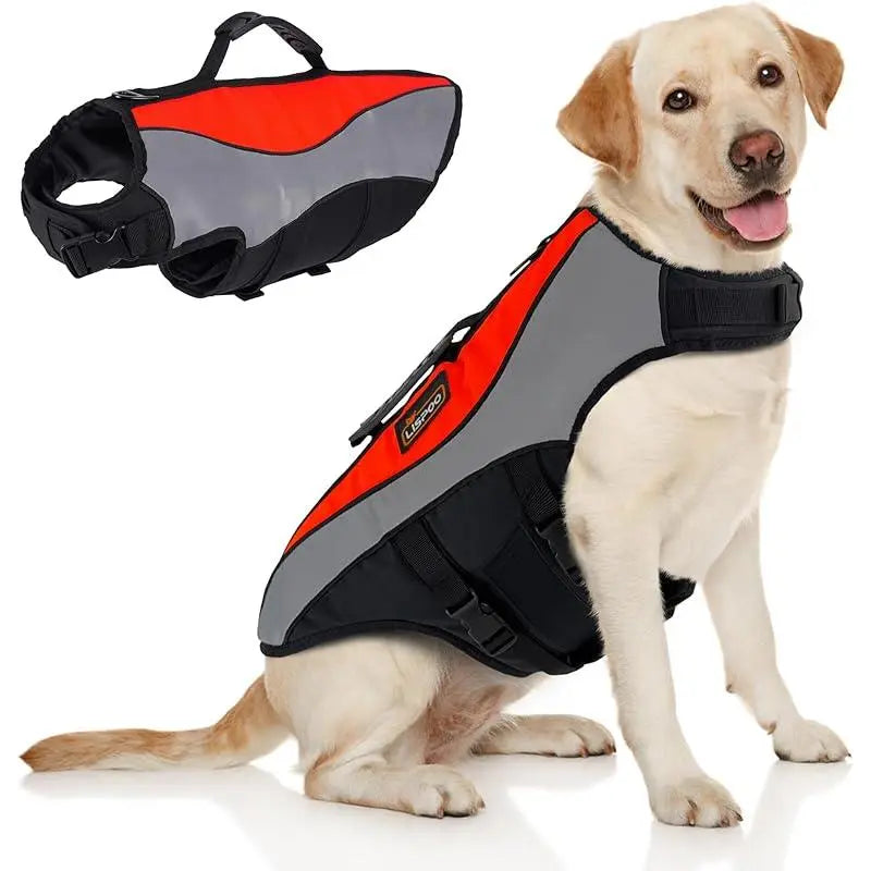 Dog Life Jacket & Swimming Safety Vest,Buoyant Float Coat with Handle & Reflective Strips for X-Small to X-Large Dogs,Adjustable Dog Flotation Vest,High Buoyancy Pet Swim Gear for Water Rescue Vest for Boating, Pool, Beach