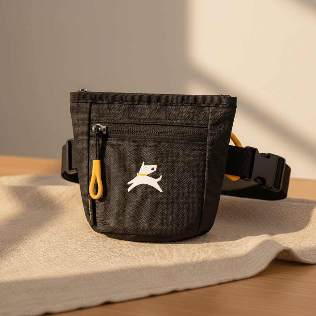 , Goodie Treat Bag, Dog Treat Training Pouch | Magnetic Closure | 3 Ways to Wear | Hands-Free Waist Belt | Water-Resistant Recycled Vegan Fabric (Raven S'25)
