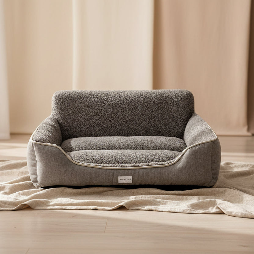 Rectangle Dog Bed Dog Beds for Small Dog Medium Dog Large Dog Washable Sleep Warm Dog Bed with Anti-Slip Bottom (Medium, Grey)