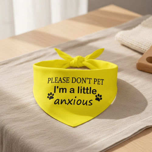 1 Piece Nervous Anxious Dog Bandana Ask to Pet Puppy Bandana Nervous Dog Gear (A Little Anxious D)