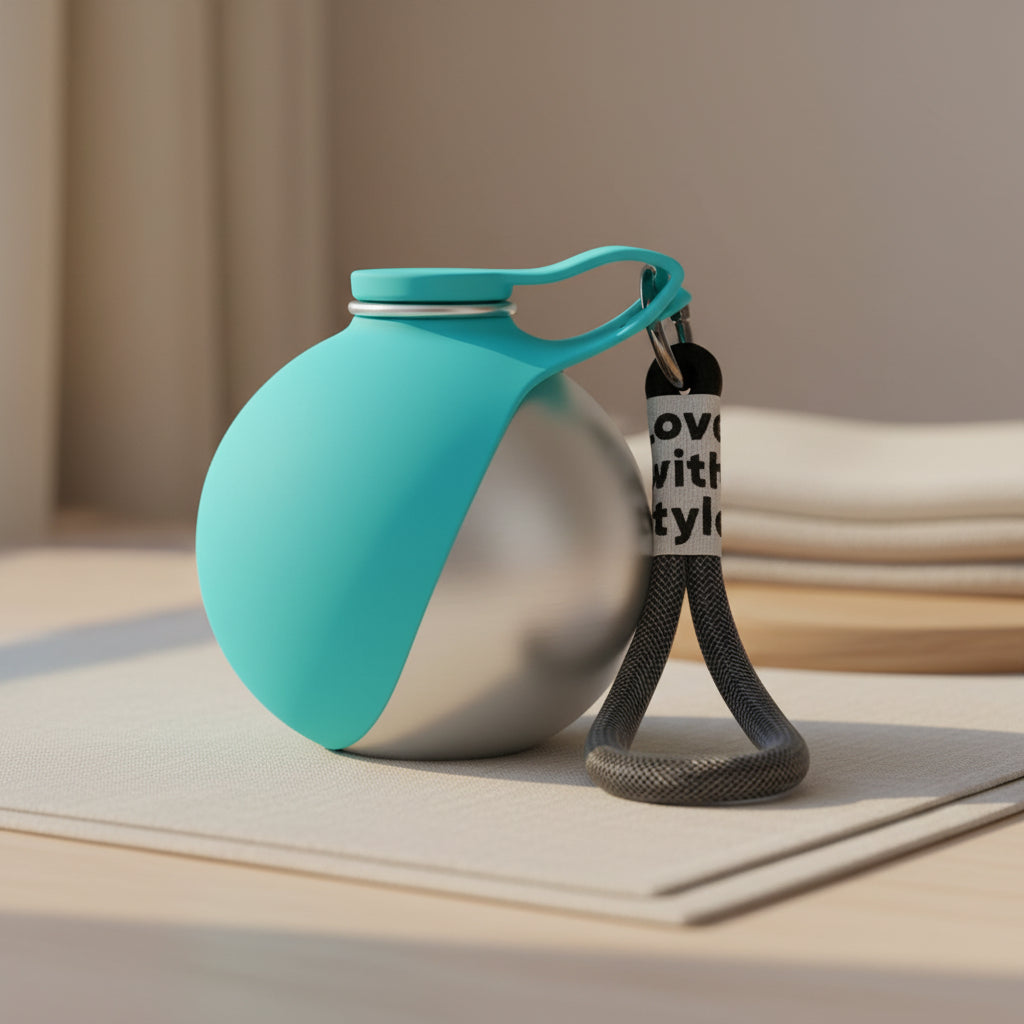 Portable Dog Water Ball, Foldable Pet Water Bottle – Portable, Leak-Proof & Perfect for Travel, 304 Stainless Steel Large-Capacity (287Ml) Cup with Foldable Silicone Bowl