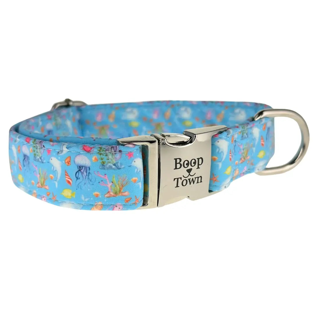 Boop Town Soft Cotton Dog Collar - Anti-Hair Matting & Durable Nylon Core - Quick Release Metal Buckle - Adjustable for Small Medium Large XL Dogs - Gold Tone Hardware Outdoorfun