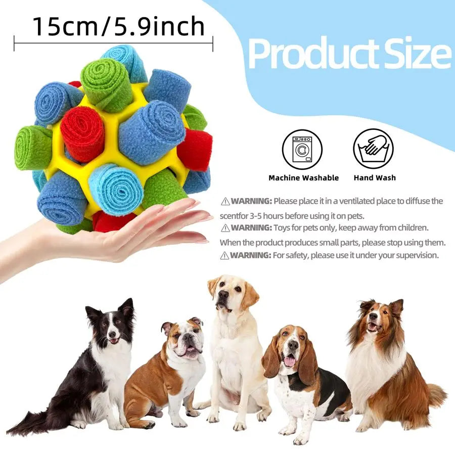Dog Snuffle Ball Toy, Food-Dispensing Interactive Training Ball for Dogs