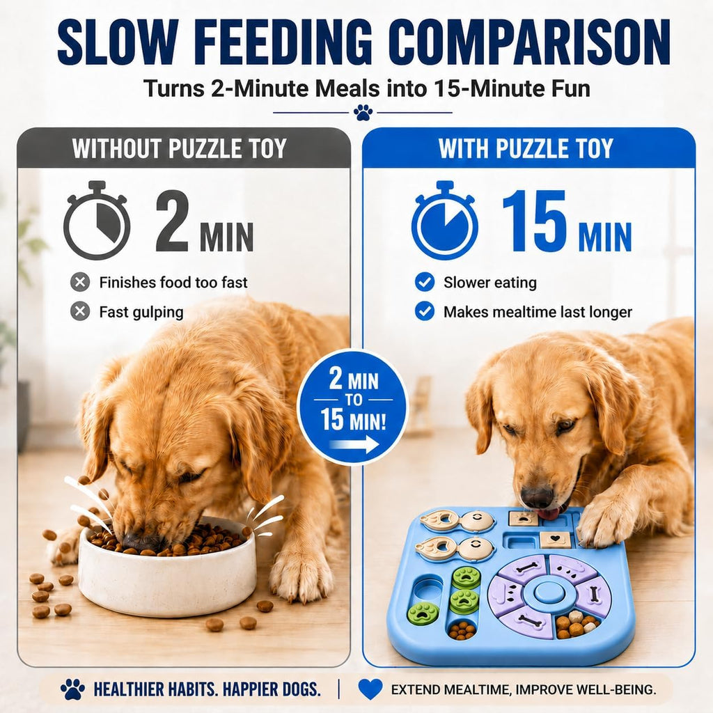 Dog Puzzle Toys, Treat Dispensing Puzzle Feeder for IQ Training and Mental Stimulation, Slow Feeder Enrichment Toy for Small Medium Large Dogs, Light Blue