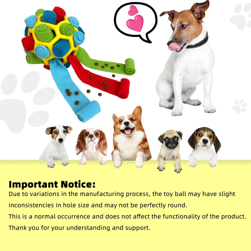 Dog Snuffle Ball Toy, Food-Dispensing Interactive Training Ball for Dogs