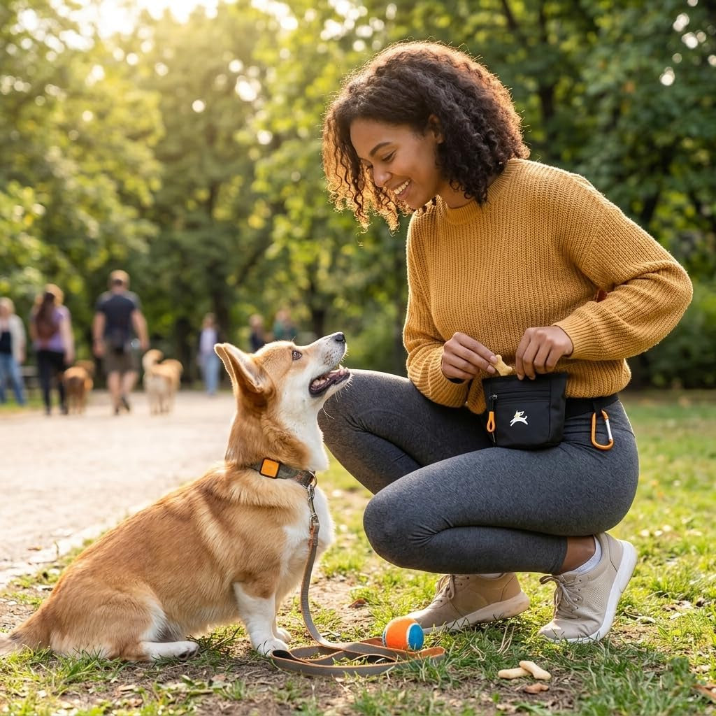 , Goodie Treat Bag, Dog Treat Training Pouch | Magnetic Closure | 3 Ways to Wear | Hands-Free Waist Belt | Water-Resistant Recycled Vegan Fabric (Raven S'25)