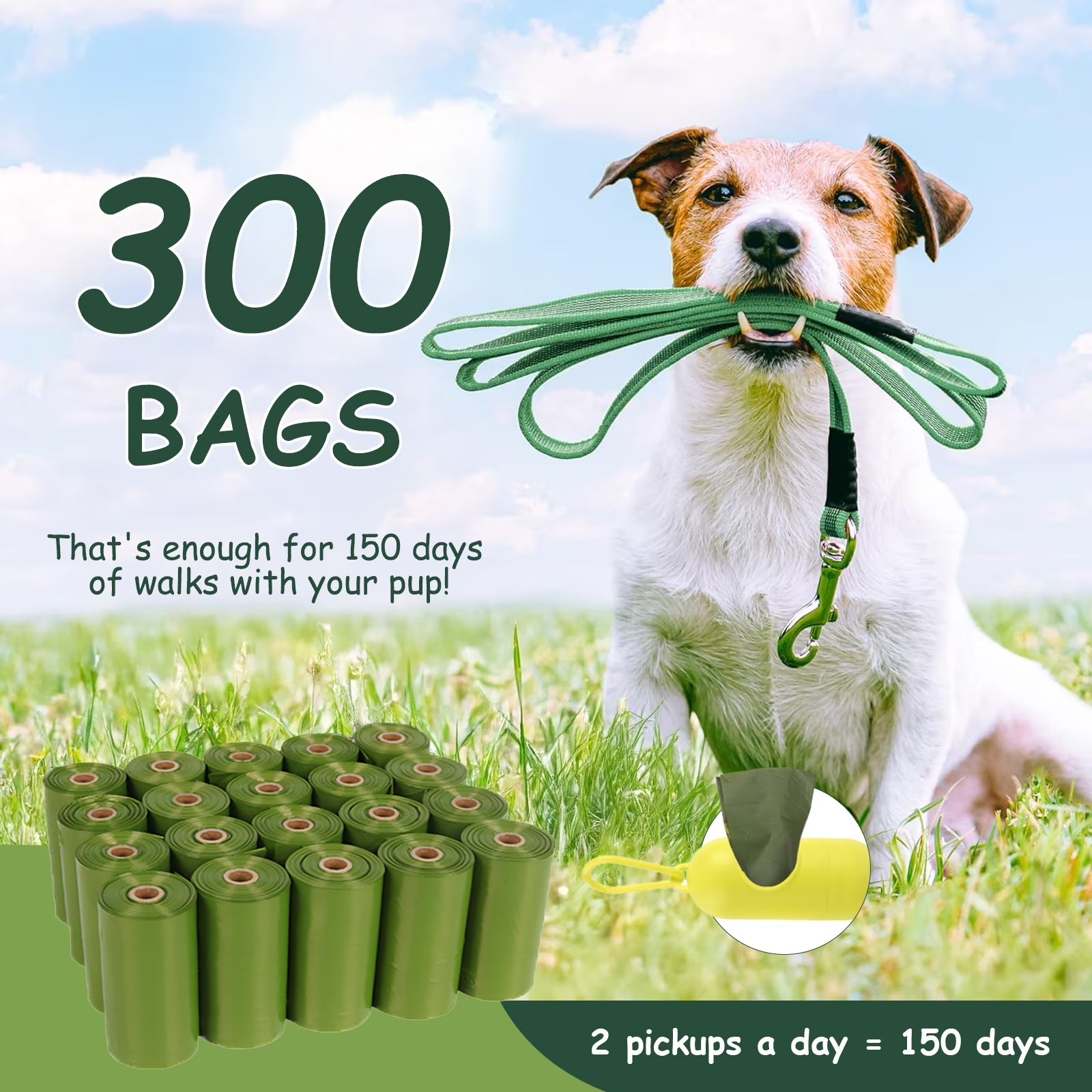 Dog Poop Bags,300 Counts 20 Dog Poop Bags Rolls Biodegradable Trash Bags Scented Leak Proof and Thicken Earth-Friendly Pet Poop Bag