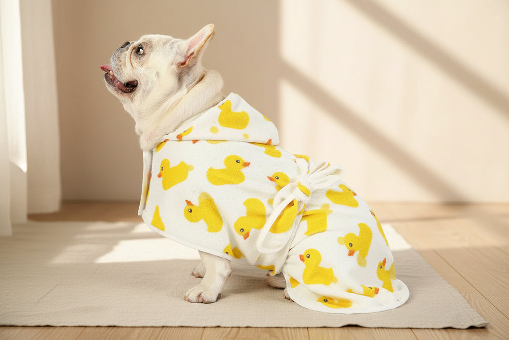HDE Dog Bathrobe with Hood for Quick Drying Towel - Lightweight Cozy Grooming Supplies for Puppy Travel & Outdoor Adventures