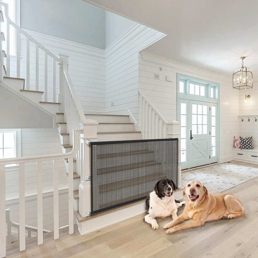 Magic Mesh Dog Gate for Doorways – Indoor Pet Gate 30"X70" for Kitchen, Stairs, Hallway, Fits 64–66" Wide Openings
