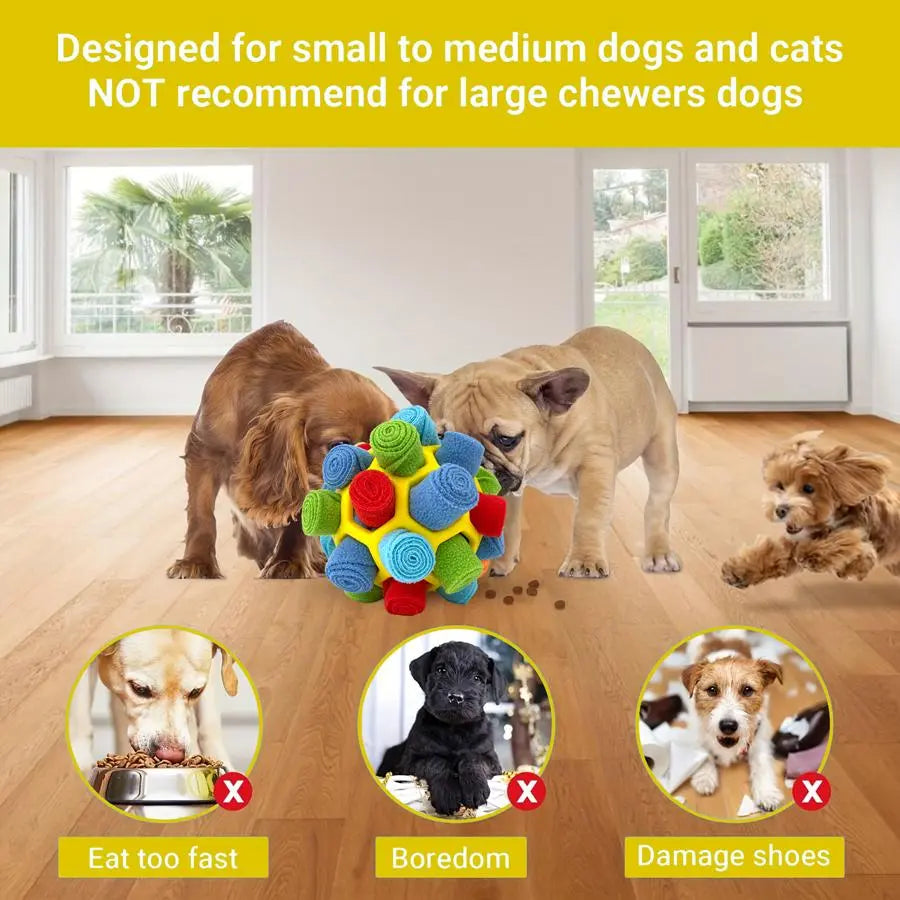 Dog Snuffle Ball Toy, Food-Dispensing Interactive Training Ball for Dogs