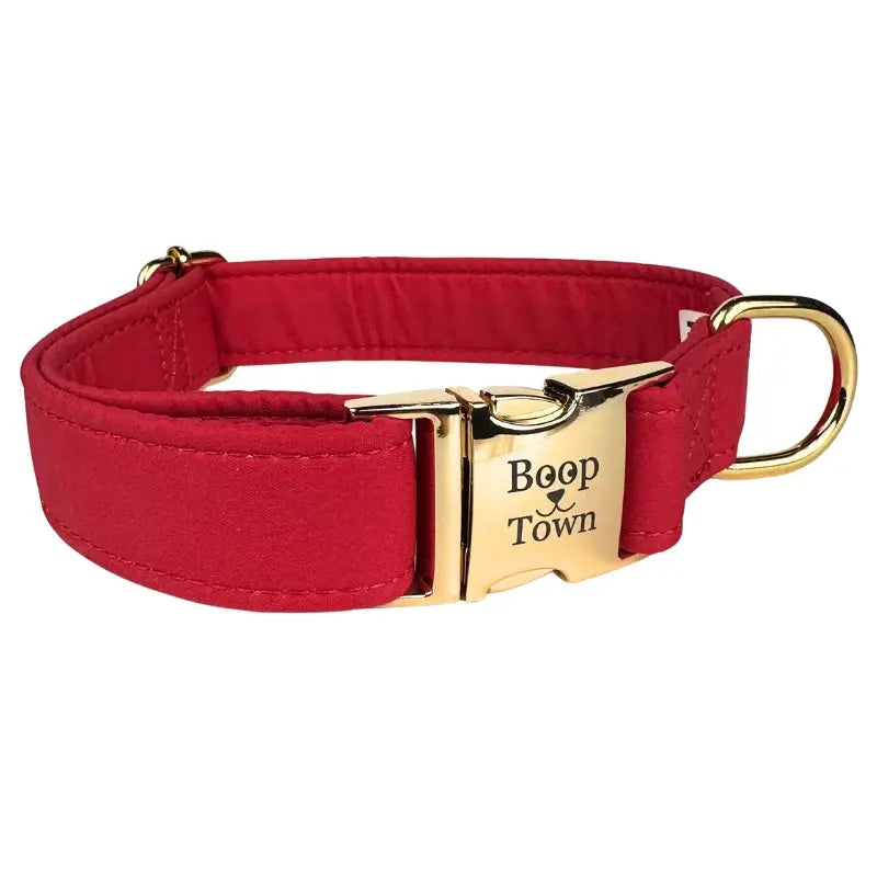 Boop Town Soft Cotton Dog Collar - Anti-Hair Matting & Durable Nylon Core - Quick Release Metal Buckle - Adjustable for Small Medium Large XL Dogs - Gold Tone Hardware Outdoorfun