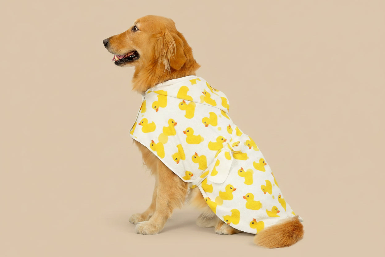 HDE Dog Bathrobe with Hood for Quick Drying Towel - Lightweight Cozy Grooming Supplies for Puppy Travel & Outdoor Adventures