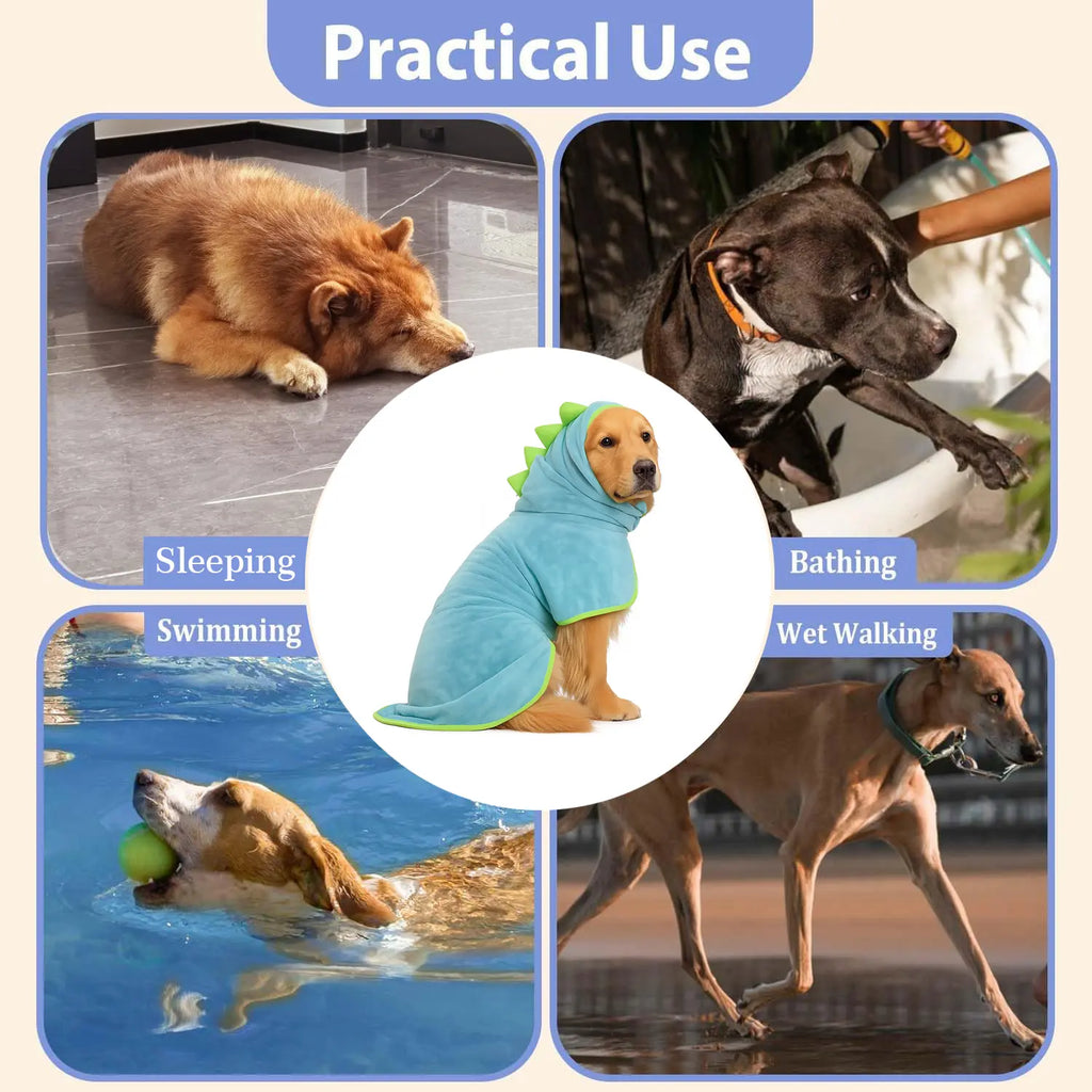 2-Pack Quick-Dry Dog Bathrobe Set, Adjustable Microfiber Pet Robes with Drying Gloves for Bathing and Beach Use Supplies #GLOBAL PICKS