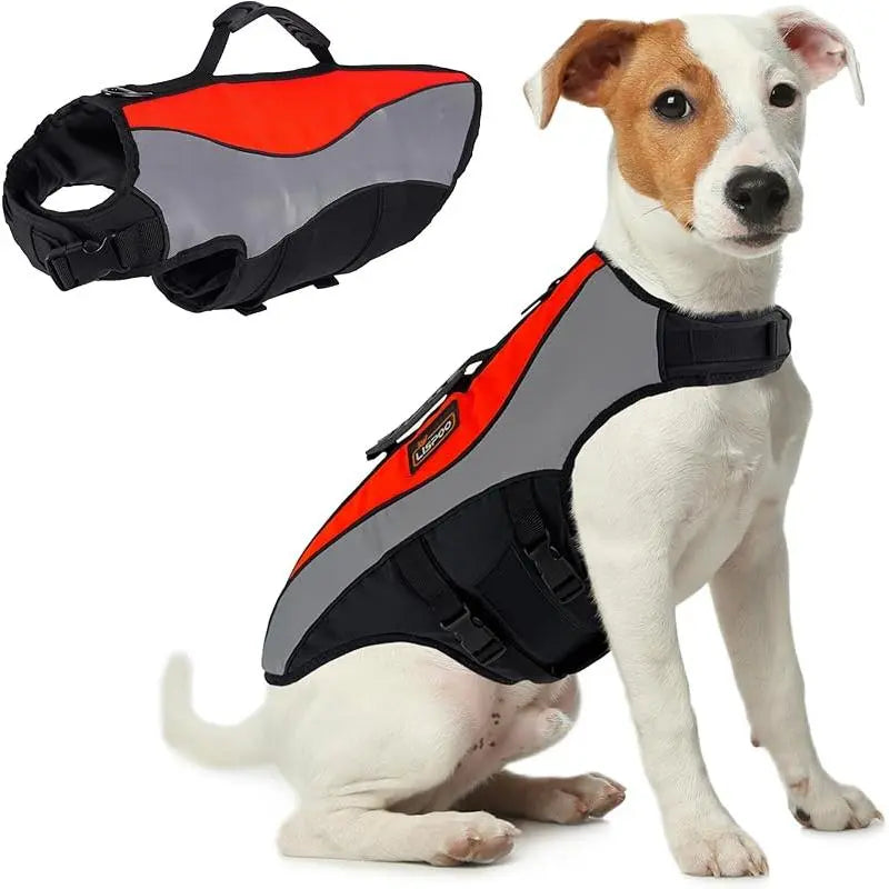 Dog Life Jacket & Swimming Safety Vest,Buoyant Float Coat with Handle & Reflective Strips for X-Small to X-Large Dogs,Adjustable Dog Flotation Vest,High Buoyancy Pet Swim Gear for Water Rescue Vest for Boating, Pool, Beach