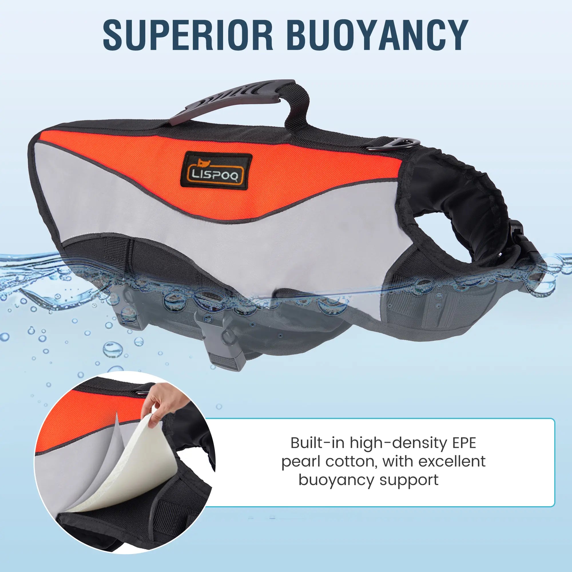 Dog Life Jacket & Swimming Safety Vest,Buoyant Float Coat with Handle & Reflective Strips for X-Small to X-Large Dogs,Adjustable Dog Flotation Vest,High Buoyancy Pet Swim Gear for Water Rescue Vest for Boating, Pool, Beach