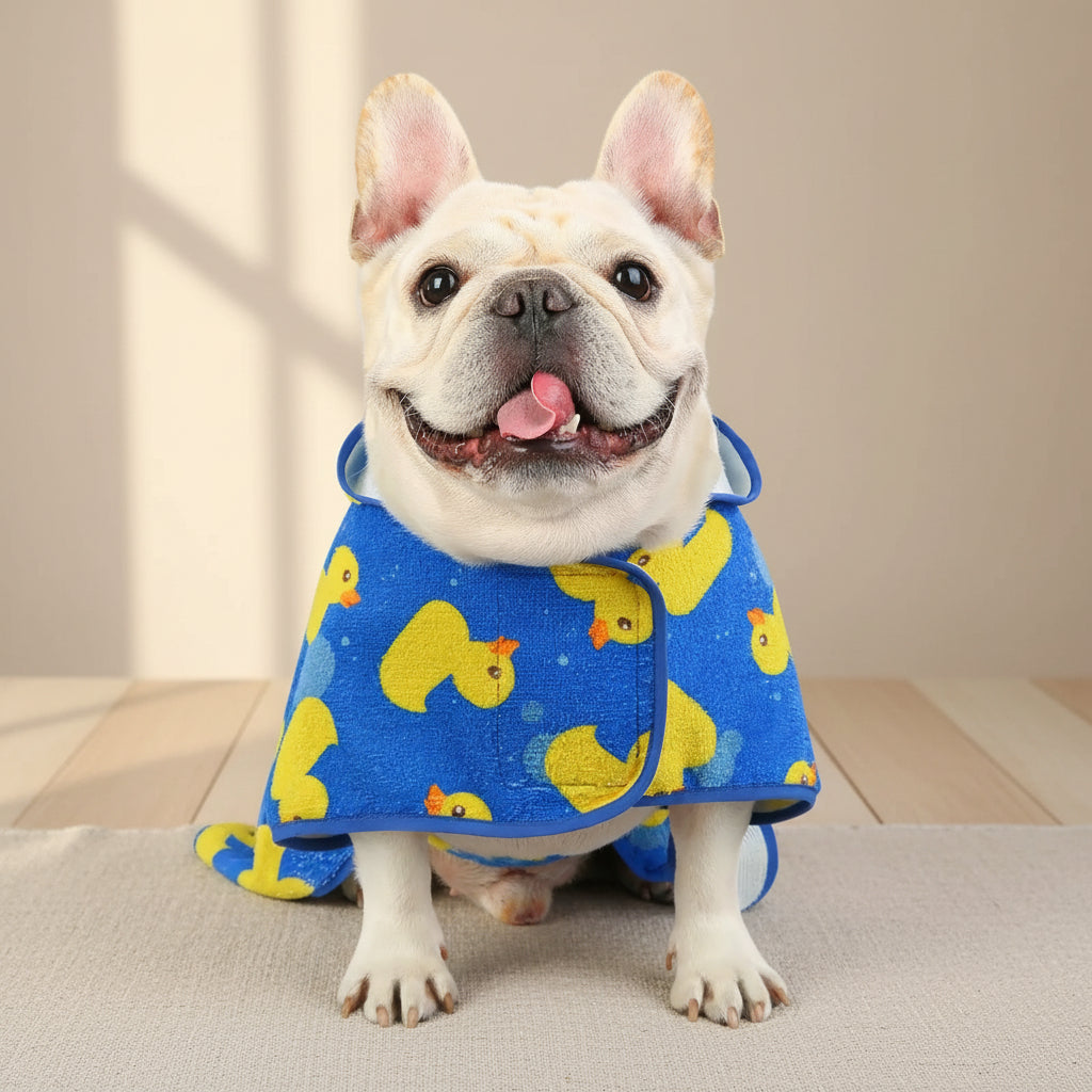 HDE Dog Bathrobe with Hood for Quick Drying Towel - Lightweight Cozy Grooming Supplies for Puppy Travel & Outdoor Adventures