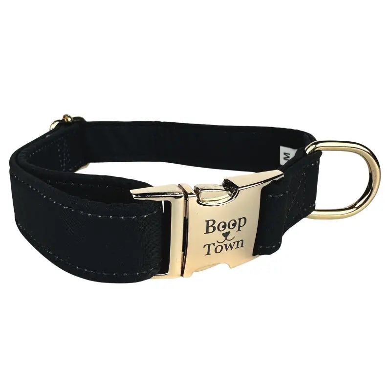 Boop Town Soft Cotton Dog Collar - Anti-Hair Matting & Durable Nylon Core - Quick Release Metal Buckle - Adjustable for Small Medium Large XL Dogs - Gold Tone Hardware Outdoorfun