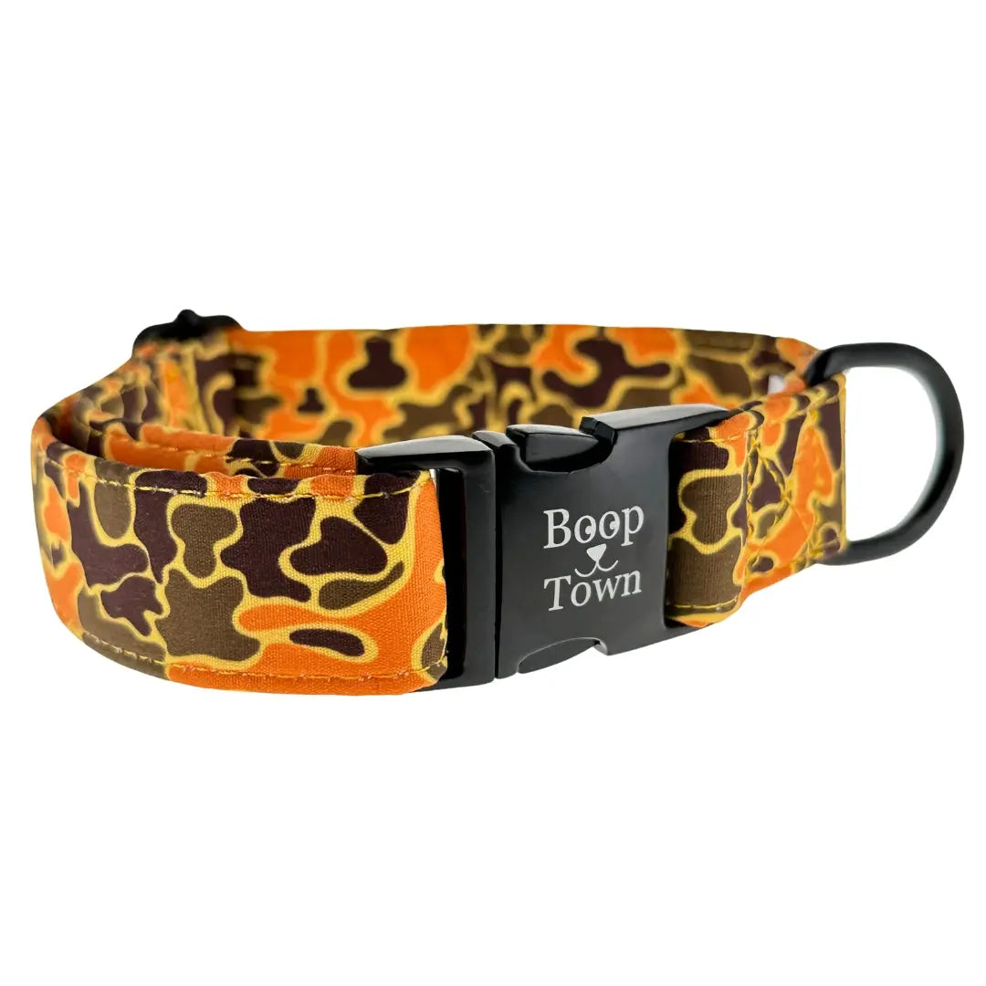 Boop Town Soft Cotton Dog Collar - Anti-Hair Matting & Durable Nylon Core - Quick Release Metal Buckle - Adjustable for Small Medium Large XL Dogs - Gold Tone Hardware Outdoorfun
