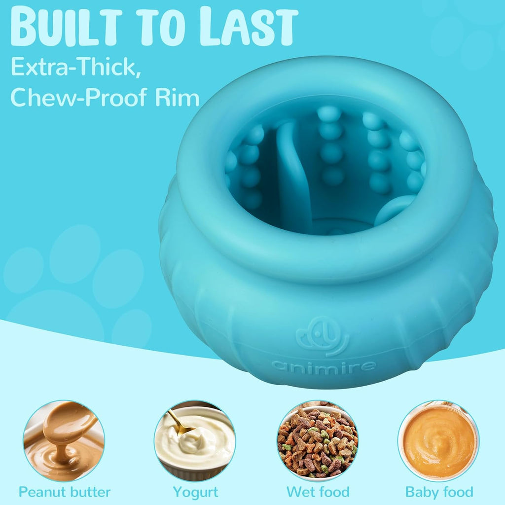 Wobbly Dog Enrichment Lick Toy, Stuffable Frozen Lick Bowl to Keep Dogs Busy, Long-Lasting Interactive Treat Dispensing Dog Toy, Silicone Fetch Catch Chew Toy(Teal,S)