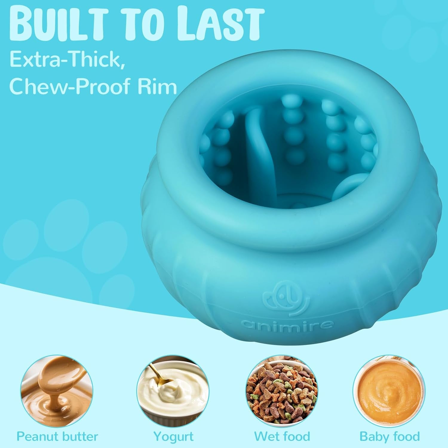 Wobbly Dog Enrichment Lick Toy, Stuffable Frozen Lick Bowl to Keep Dogs Busy, Long-Lasting Interactive Treat Dispensing Dog Toy, Silicone Fetch Catch Chew Toy(Teal,S)