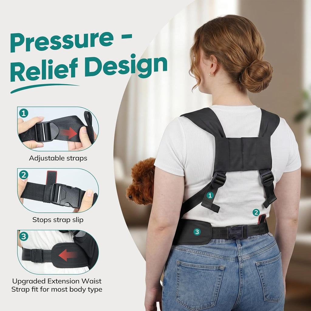 Dog Sling Carrier for Small Dogs with Bottom Support, Adjustable Pet Front Dog Carrier-Padded Strap Reducing Back Neck Pain, Anti-Anxiety Backpack for Travel Hiking Camping, Hands Free (Black,M)