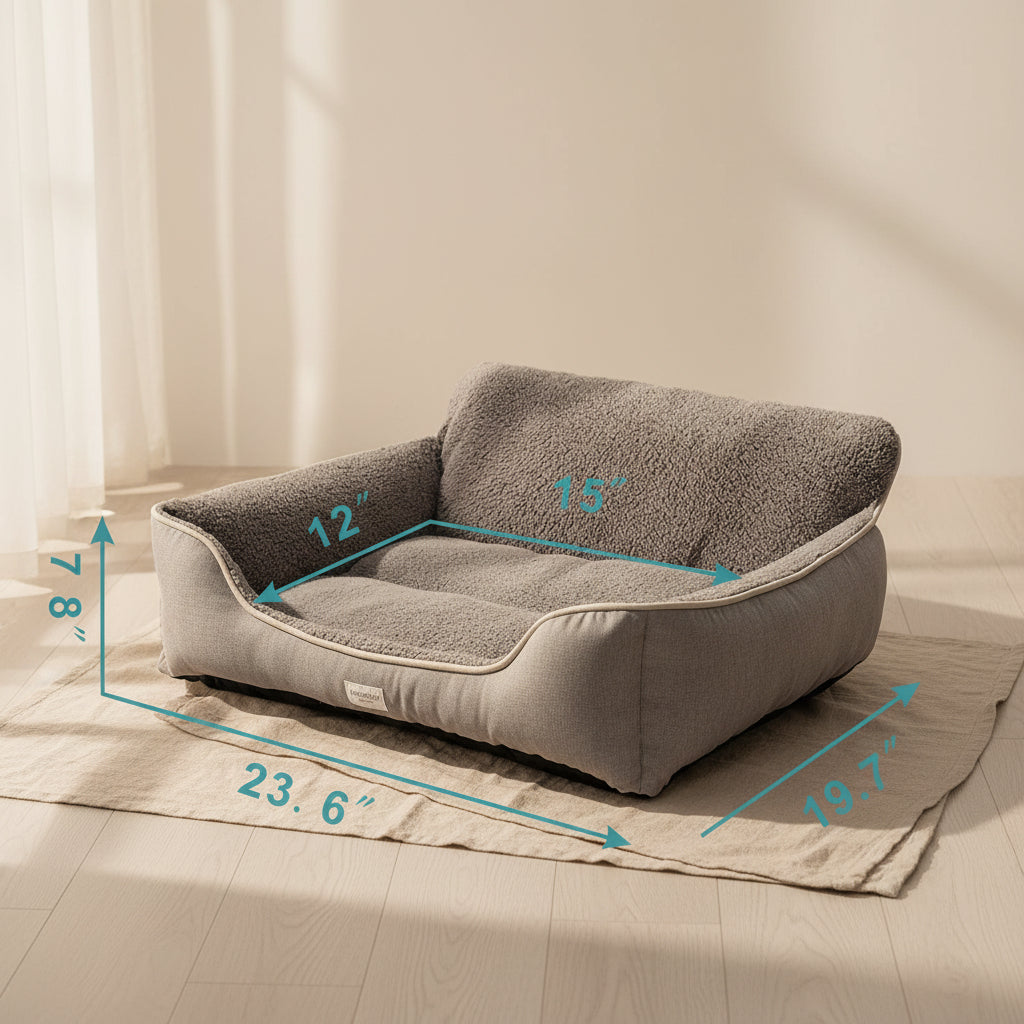Rectangle Dog Bed Dog Beds for Small Dog Medium Dog Large Dog Washable Sleep Warm Dog Bed with Anti-Slip Bottom (Medium, Grey)
